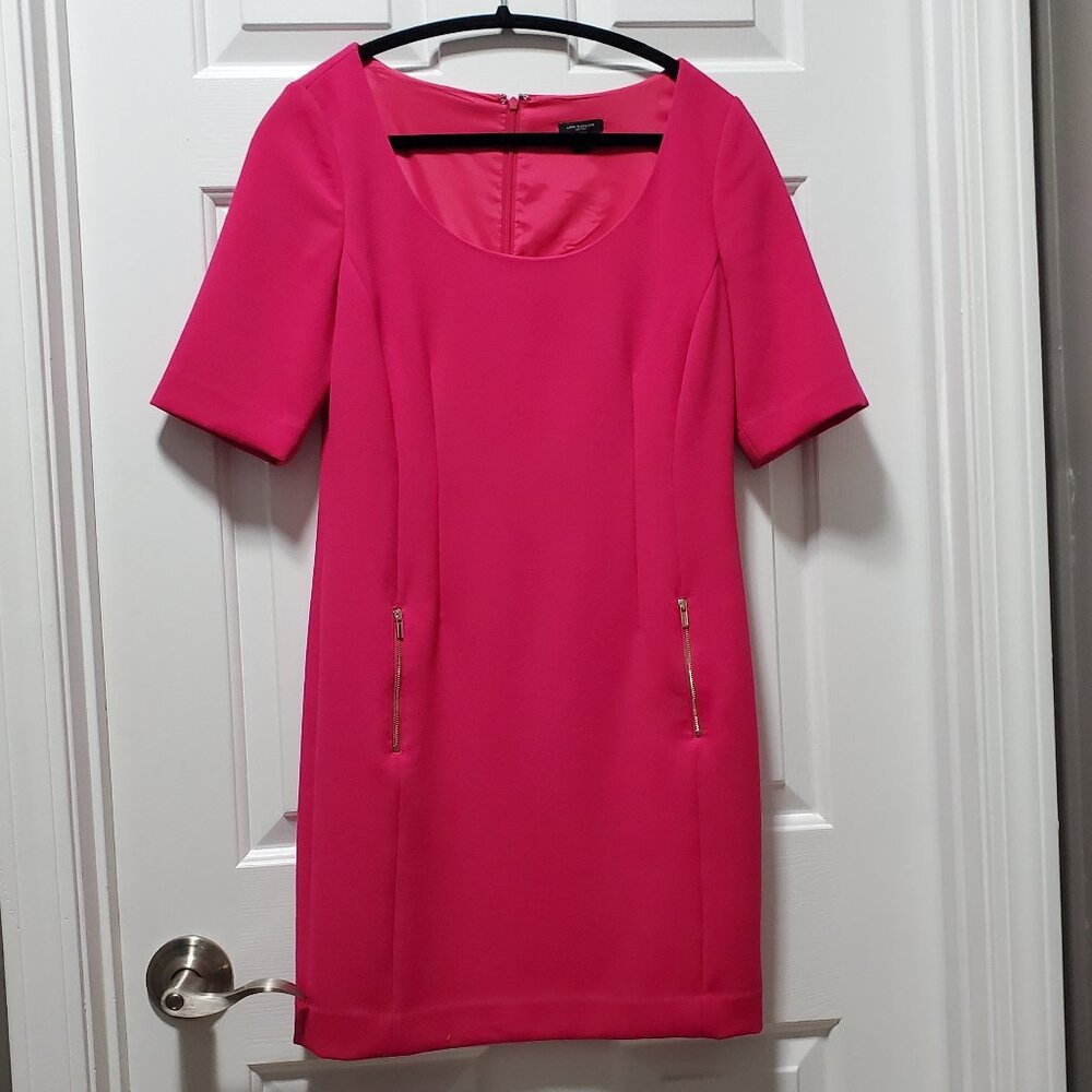 Ann Taylor Hot Pink Stretch Crepe Mini Sheath Dress | 2